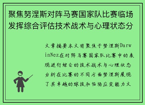 聚焦努涅斯对阵马赛国家队比赛临场发挥综合评估技术战术与心理状态分析